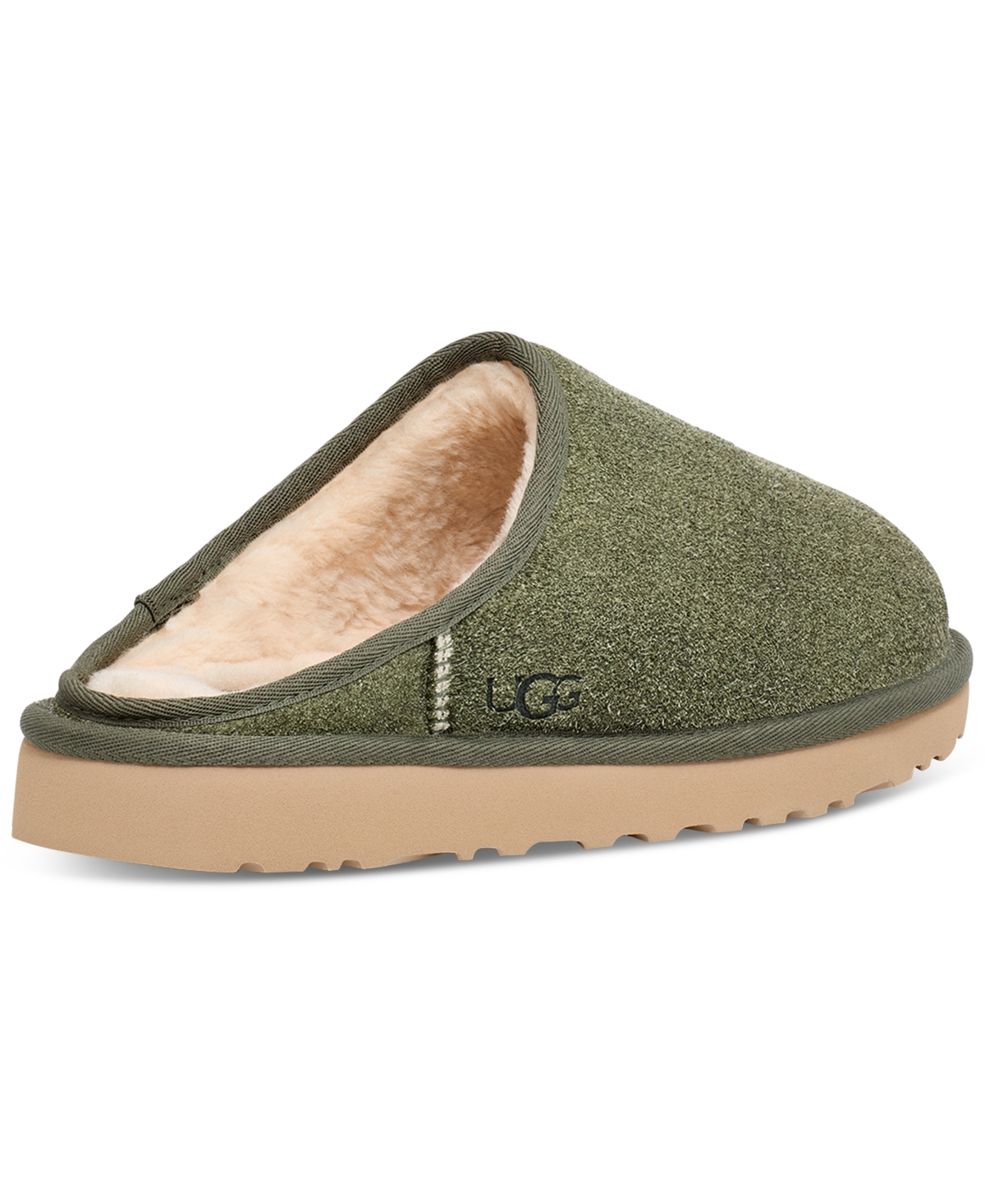 Shop Ugg Men's Classic Slip On Shaggy Suede Slippers In Deep Shade