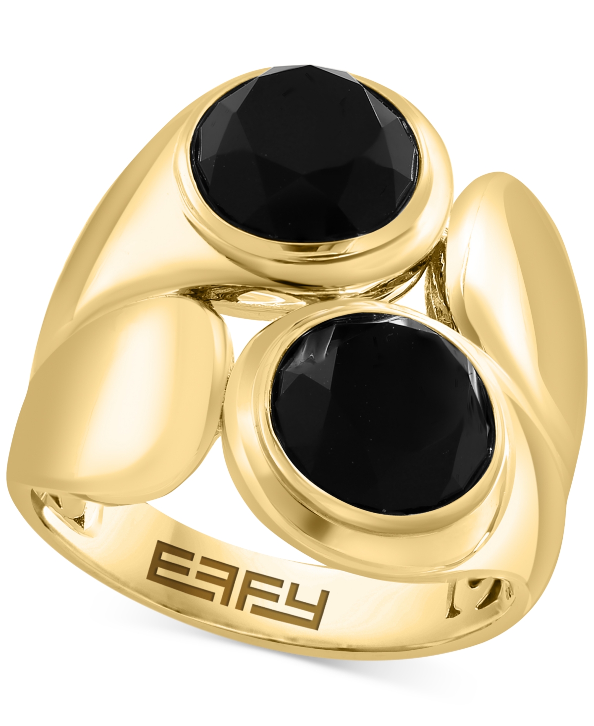 EFFY COLLECTION EFFY ONYX CIRCLE POLISHED STATEMENT RING IN GOLD-PLATED STERLING SILVER 