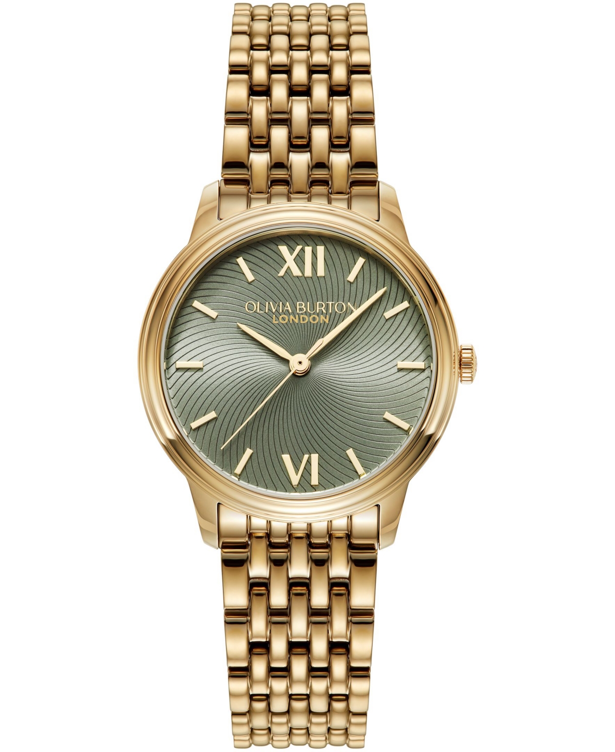 Shop Olivia Burton Women's Classic Swirl Gold-tone Stainless Steel Watch 32mm In Green