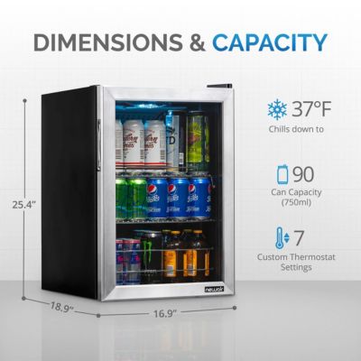90-Can Freestanding Beverage Cooler Refrigerator