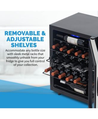 Freestanding 23 Bottle Compressor Wine Fridge in Stainless Steel, Adjustable Racks and Exterior Digital Thermostat