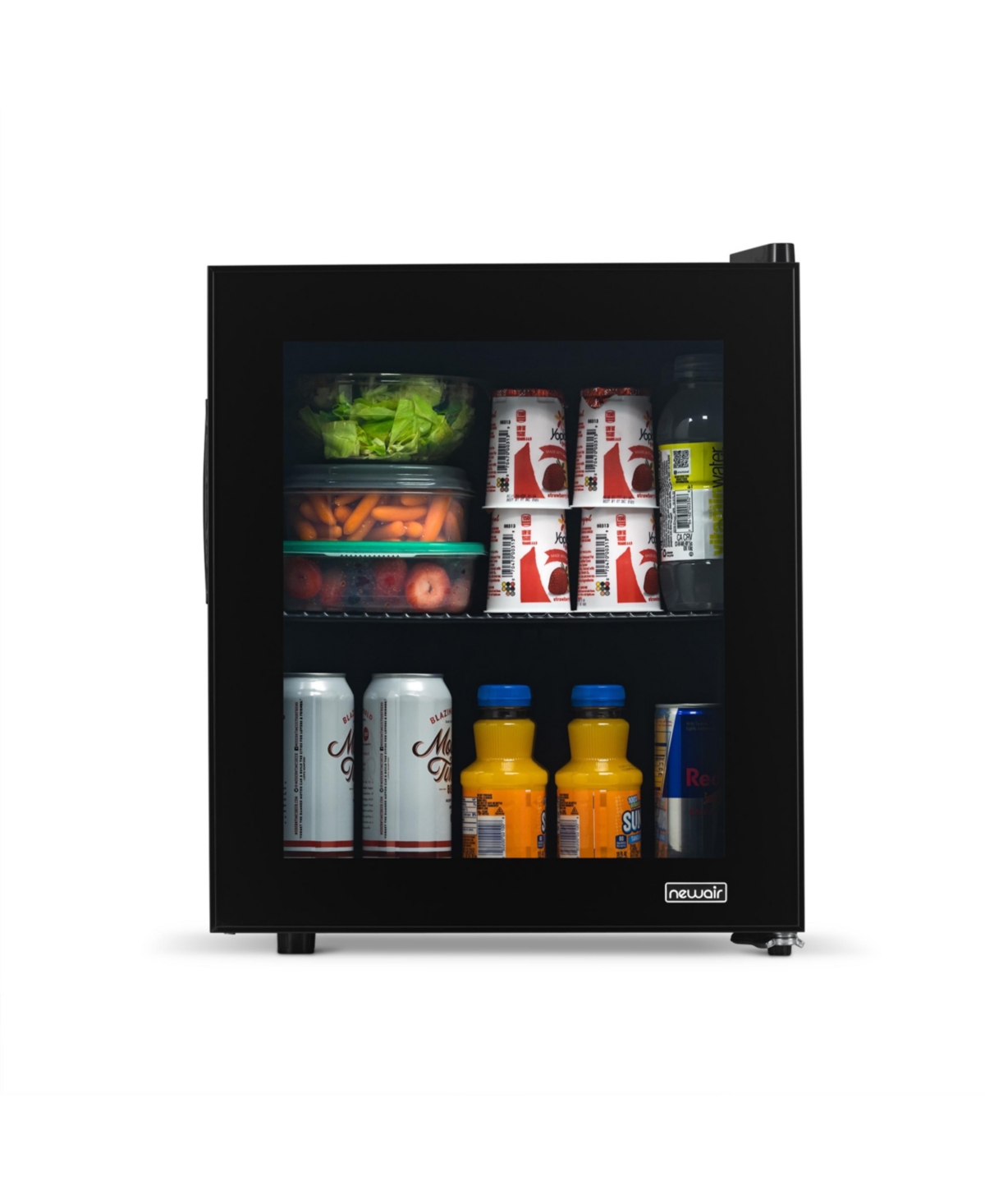 Newair 60 Can Beverage Fridge with Glass Door, Small Freestanding Mini Fridge in Black, Perfect for Beer, Snacks or Soda