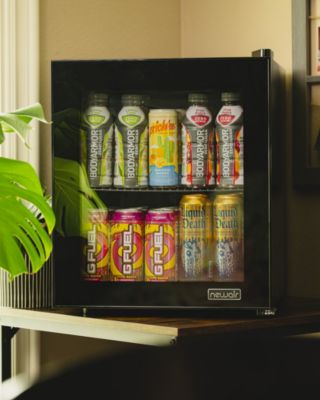 60 Can Beverage Fridge with Glass Door, Small Freestanding Mini Fridge in Black, Perfect for Beer, Snacks or Soda
