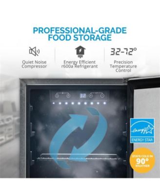 15" 3.2 Cu. Ft. Commercial Stainless Steel Built-in Beverage Refrigerator, Weatherproof and Outdoor Rated