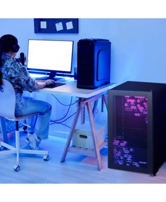 Prismatic Series 126 Can Beverage Refrigerator with RGB HexaColor LED Lights, Gaming Fridge, Mini Fridge for Game Room, Party Festive Holiday Fridge with Remote Control and Adjustable Shelves for Beer, Soda or Other Beverages / Drinks