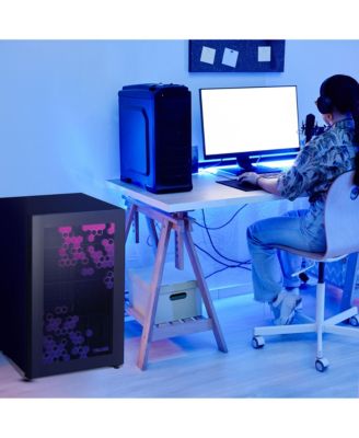 Prismatic Series 85 Can Beverage Refrigerator with RGB HexaColor LED Lights, Gaming Fridge, Mini Fridge for Game Room, Party Festive Holiday Fridge with Remote Control and Adjustable Shelves for Beer, Soda or Other Beverages / Drinks