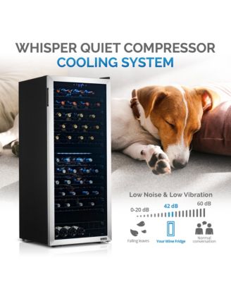 Freestanding 98 Bottle Dual Zone Compressor Wine Fridge with Low-Vibration Ultra-Quiet Inverter Compressor, Adjustable Racks and Exterior Digital Thermostat