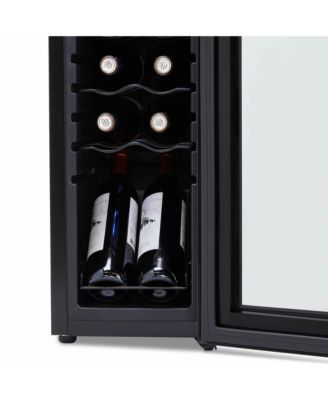 Shadow Series 12-Bottle Wine Cooler, Freestanding Wine Fridge with Digital Temperature Control & Double-Layer Glass Door