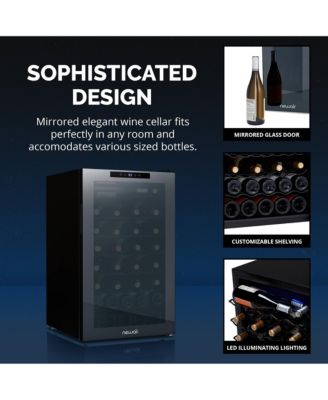 Shadow Series Wine Cooler Refrigerator 51 Bottle, Freestanding Mirrored Wine Fridge with Double-Layer Tempered Glass Door & Compressor Cooling for Reds, Whites, and Sparkling Wine, 41f-64f Digital Temperature Control