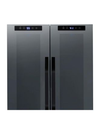 Shadow Series Wine Cooler Refrigerator 12 Bottle & 39 Can Dual Temperature Zones, Freestanding Mirrored Wine and Beverage Fridge with Double-Layer Tempered Glass Door & Compressor Cooling