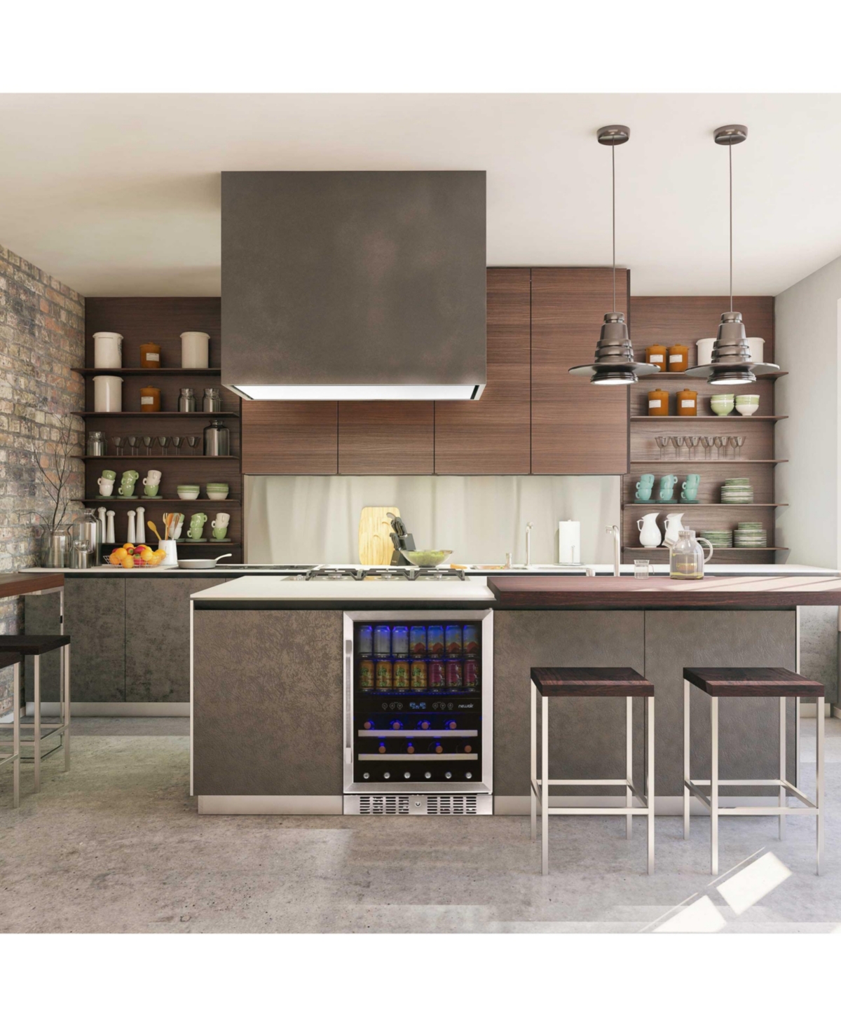 Newair 24" Built-in Dual Zone 20 Bottle and 70 Can Wine and Beverage Fridge in Stainless Steel with Split Shelf and Smooth Rolling Shelves