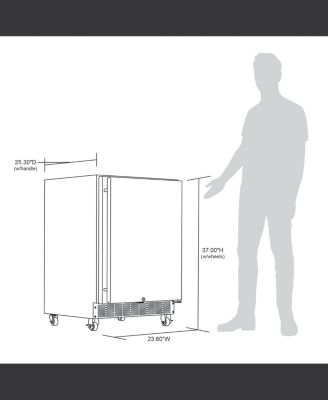24" Built-in 160 Can Outdoor Beverage Fridge in Weatherproof Stainless Steel with Auto-Closing Door and Easy Glide Casters