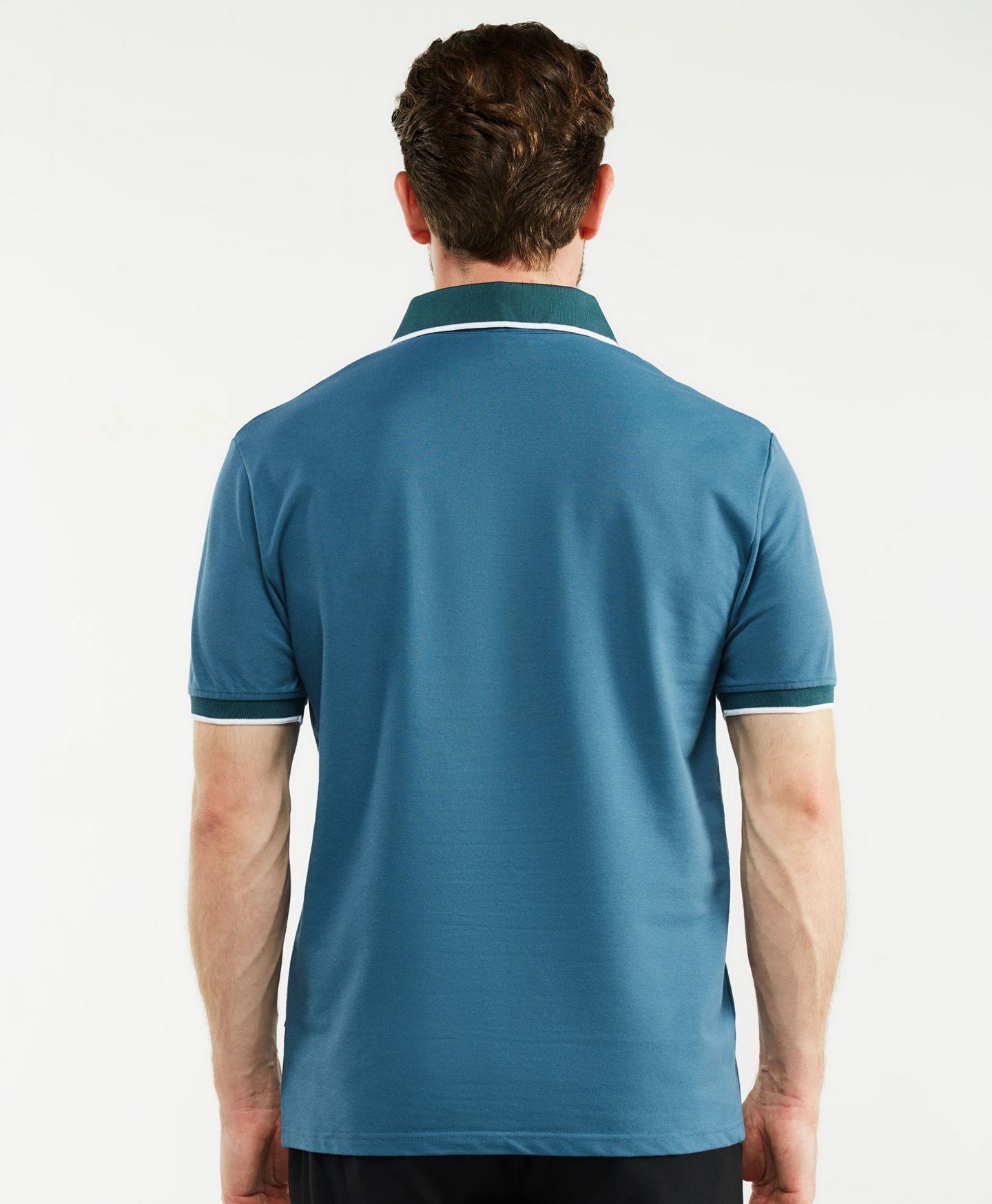Мужское поло Mio Marino Classic-Fit Cotton-Blend Pique Polo Shirt with Contrast Collar for Big & Tall, цвет: Синий — фото 5