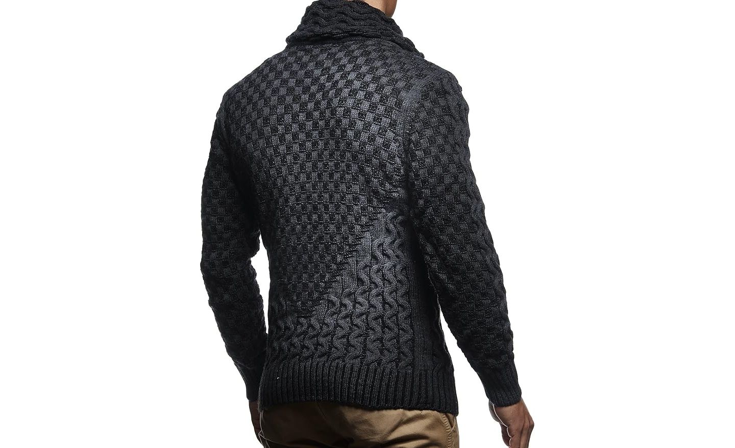 Мужской свитер Leif Nelson Chunky Knit Pullover, цвет: Антрацитовый / Чёрный — фото 2