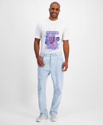 Hugo Boss - Men's Baggy Fit Check Pattern Denim Jeans