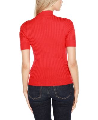 Black Label Ribbed Zip Mock Neck Top