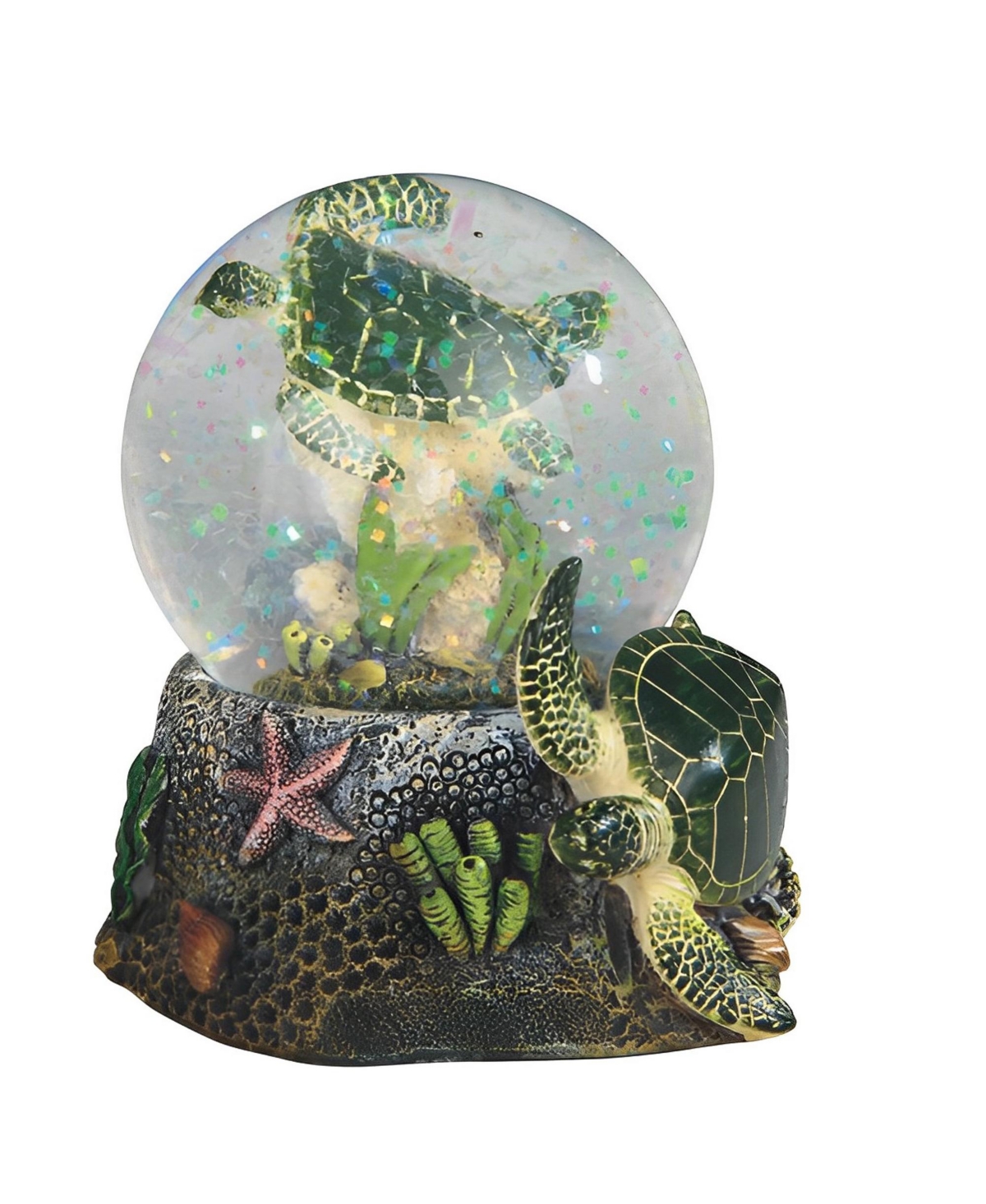 3.75"H Green Sea Turtle Glitter Snow Globe Animal Figurine Home Decor Perfect Gift for House Warming, Holidays and Birthdays - Multicolor
