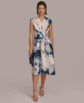 Donna Karan Women s Printed A Line Wrap Dress Macy s