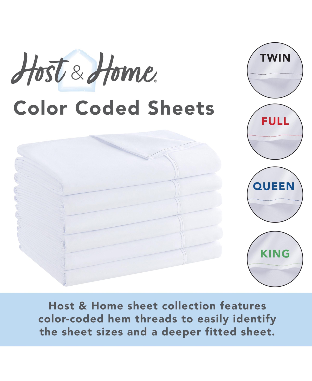 Arkwright Bulk Flat Microfiber Sheets - (6 Pack) Color-Coded Hem Threads Bedding Essentials Supplies for for Rental Properties, College Dorm Rooms or