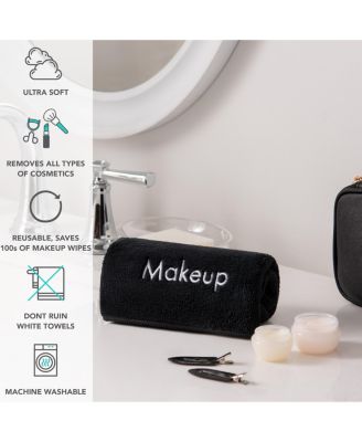 Makeup Remover Fingertip Towels (Pack of 6), Soft Coral Fleece Microfiber Washcloths for Make Up, Embroidered, 11 x 17 in.