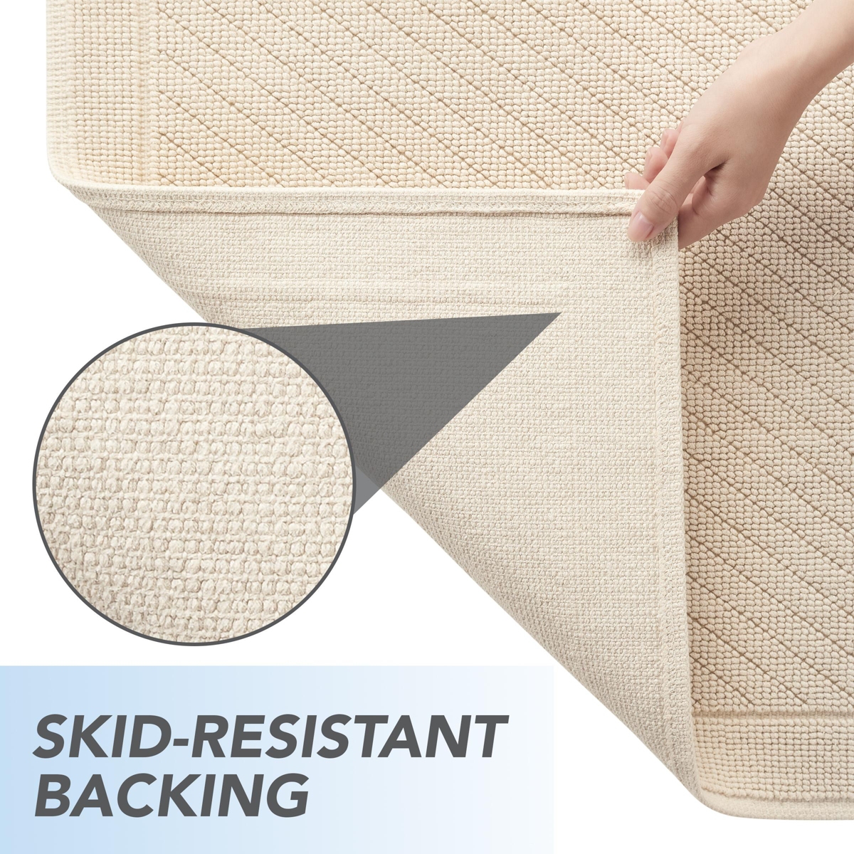 Host & Home Cotton Bath Rug, Stylish Textured Woven Design, Slip Resistant Backing, 5 Color Options