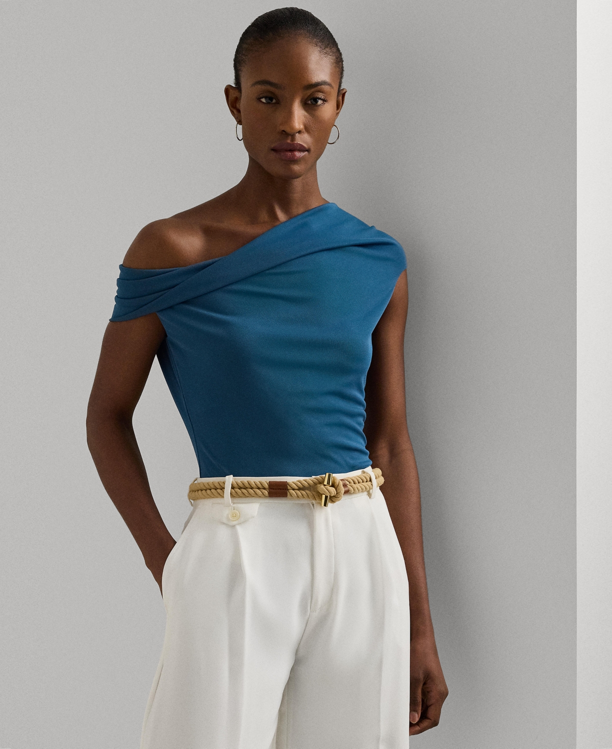 Shop Lauren Ralph Lauren Women's Twisted Off-the-shoulder Top In Indg Dusk