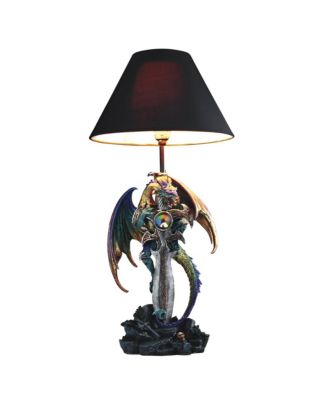 24.5"H Purple/Green Dragon Embracing Sword Table Lamp Home Decor Perfect Gift for House Warming, Holidays and Birthdays
