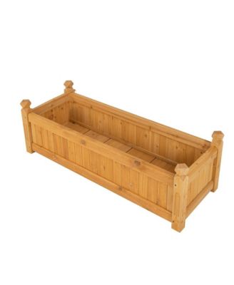 Wooden Rectangular Garden Bed with Drainage System-Natural