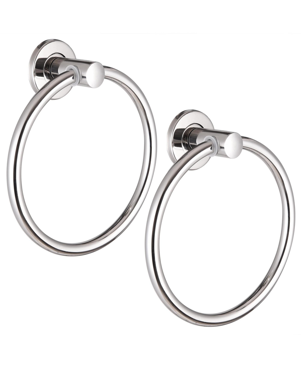 2 Pack Stainless Steel Towel Ring Holder Hanger Chrome Wall-Mounted Bathroom - Silver