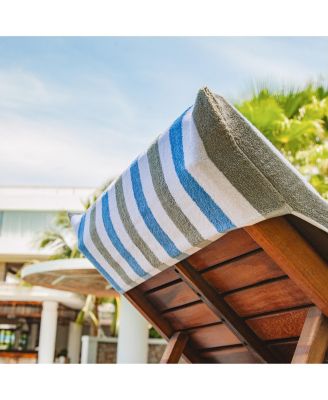 Cabo Cabana Chaise Lounge Chair Covers (2 Pack), Striped Color Options, Soft Cotton, 30x85 in. with 8" Fitted Pocked for Beach Chair