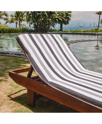 Cabo Cabana Chaise Lounge Chair Covers (2 Pack), Striped Color Options, Soft Cotton, 30x85 in. with 8" Fitted Pocked for Beach Chair