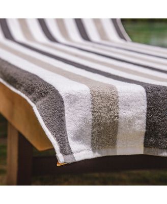 Cabo Cabana Chaise Lounge Chair Covers (2 Pack), Striped Color Options, Soft Cotton, 30x85 in. with 8" Fitted Pocked for Beach Chair