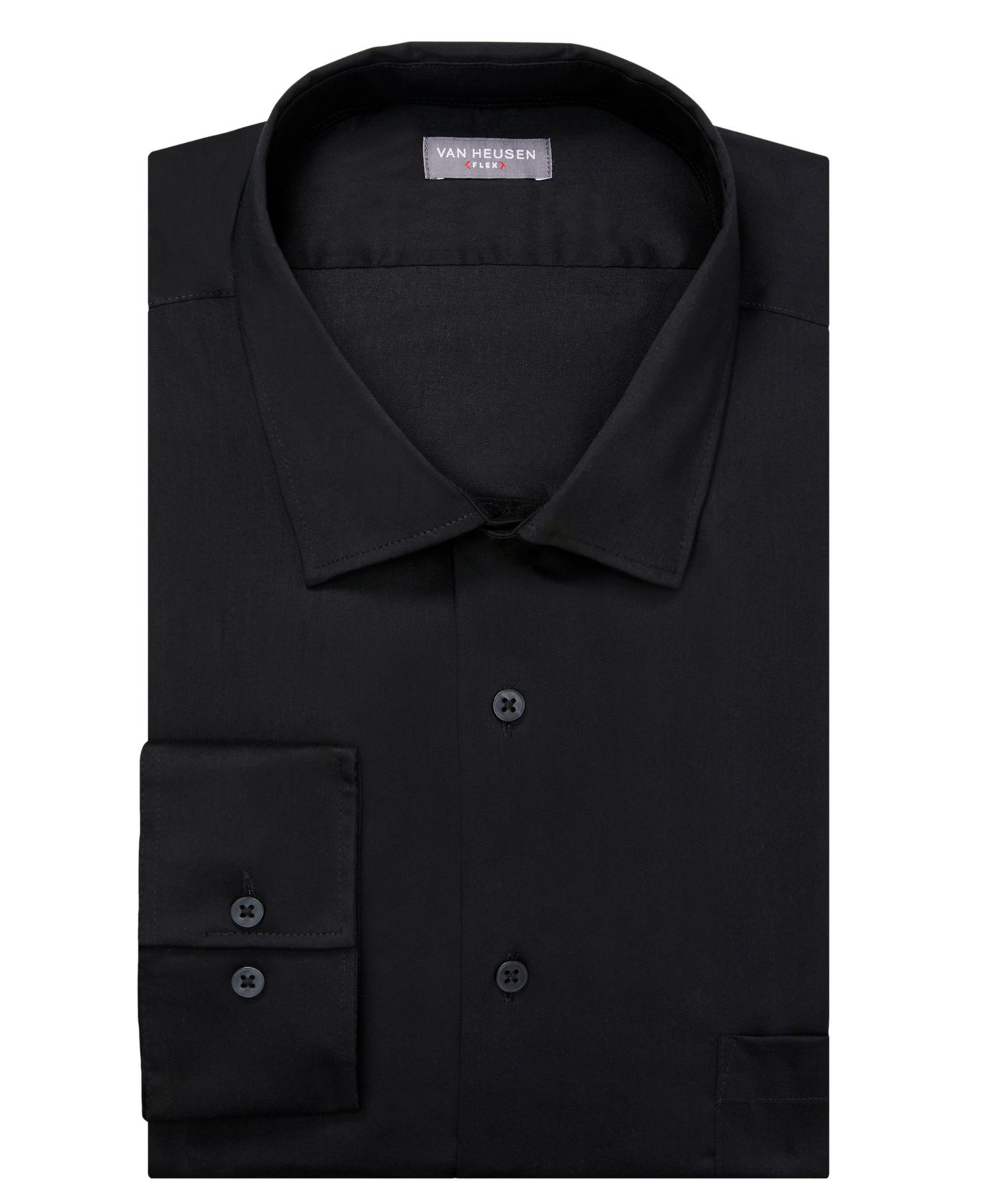Мужская рубашка Van Heusen Big & Tall Ultra Wrinkle Free Solid Dress Shirt, цвет: Чёрный — фото 3