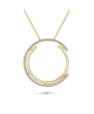Cubic Zirconia Concentric Eternity Pendant Necklace in Sterling Silver