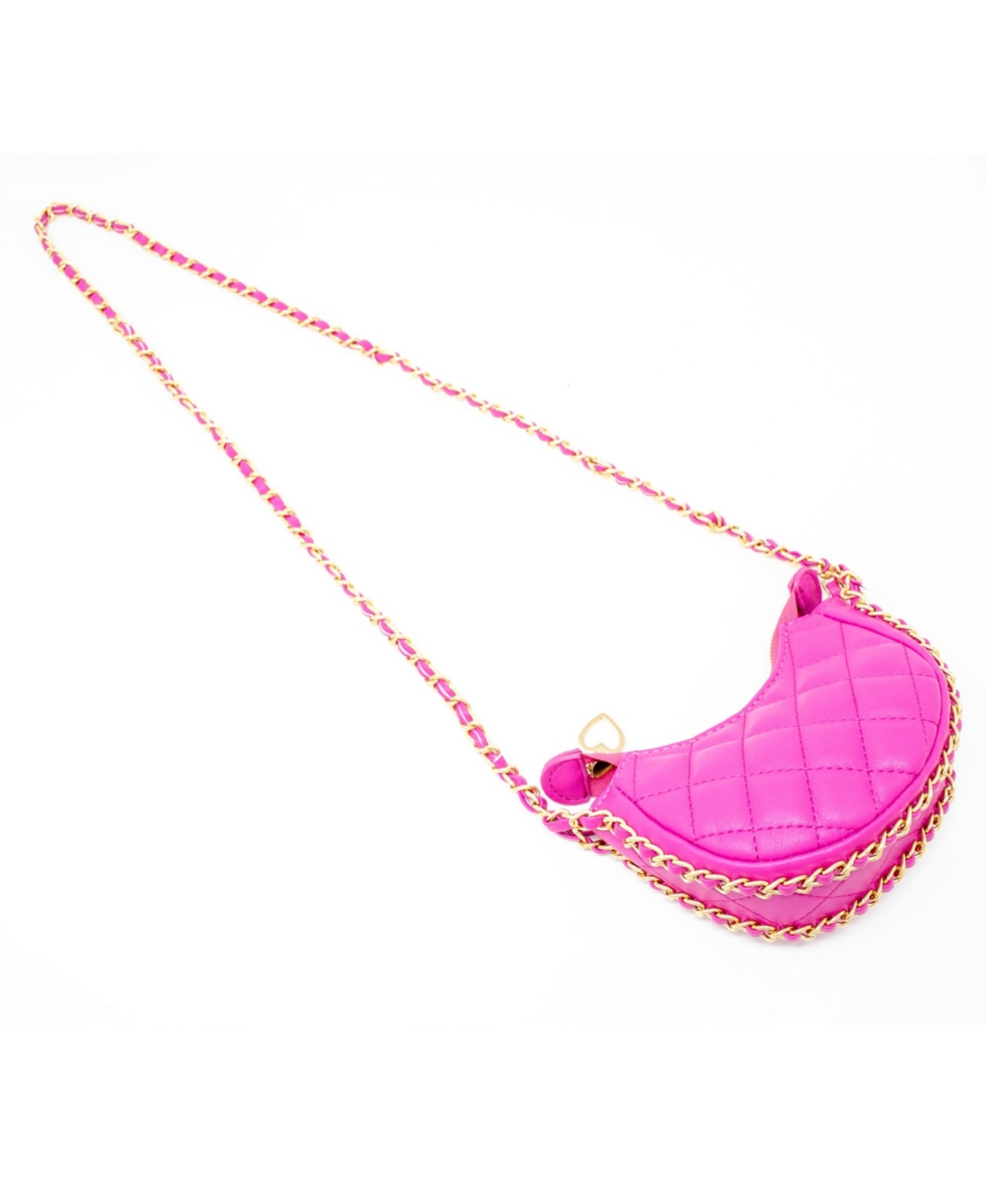 Tiny Treats + Zomi Gems Girls Tiny Quilted Chain Wrapped Hobo Bag, Hot Pink