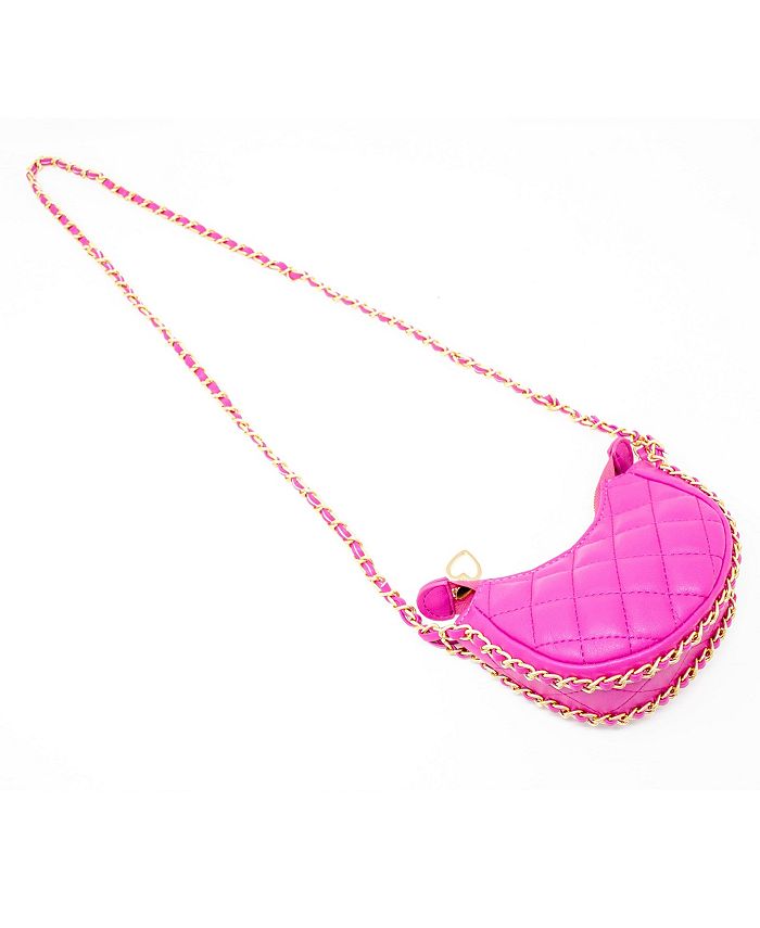 Tiny Treats + Zomi Gems Girls Tiny Quilted Chain Wrapped Hobo Bag, Hot Pink - Macy's