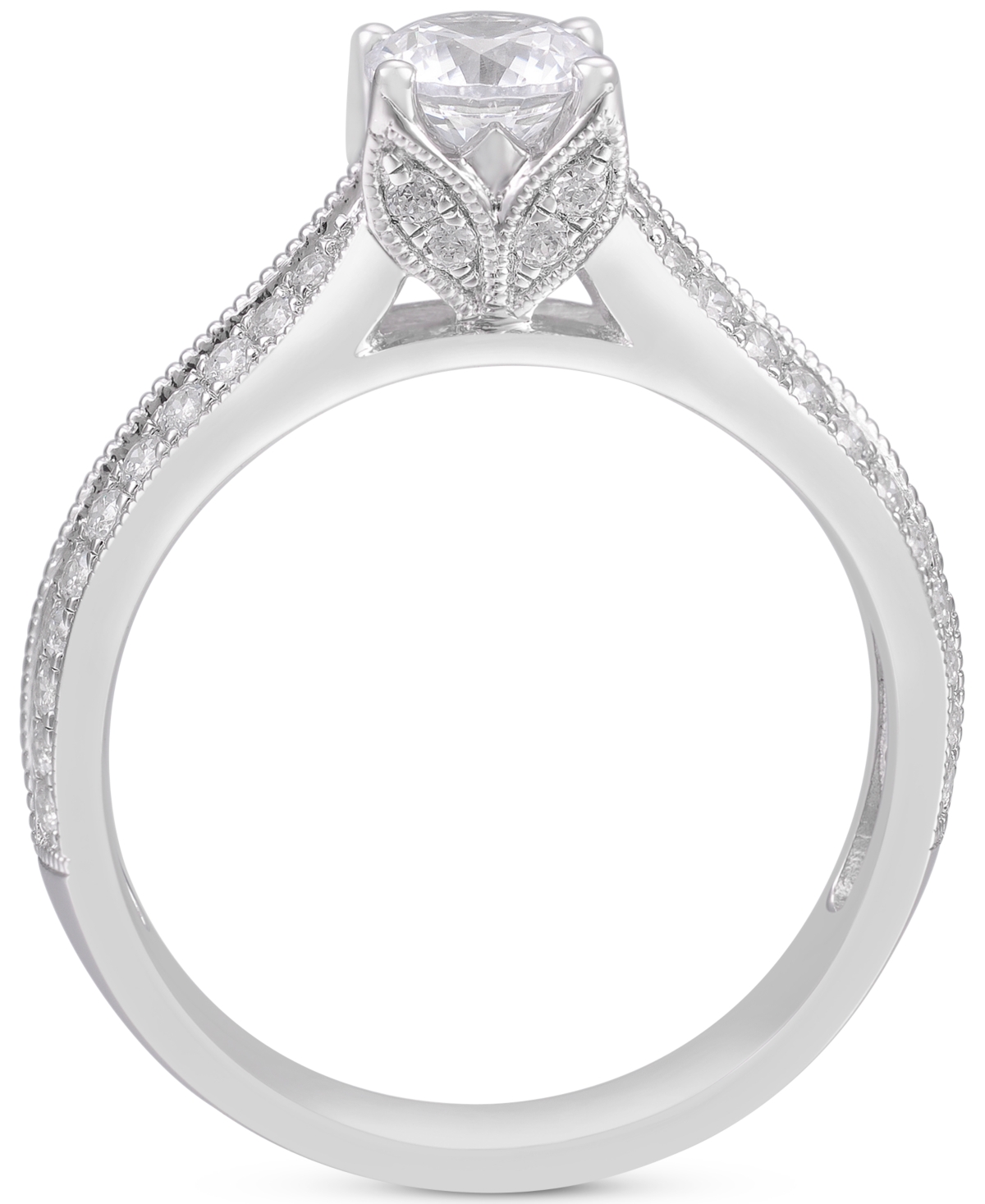 Macy's Diamond Triple Row Engagement Ring (1 Ct. T.w.) In 14k White Gold In White Gold