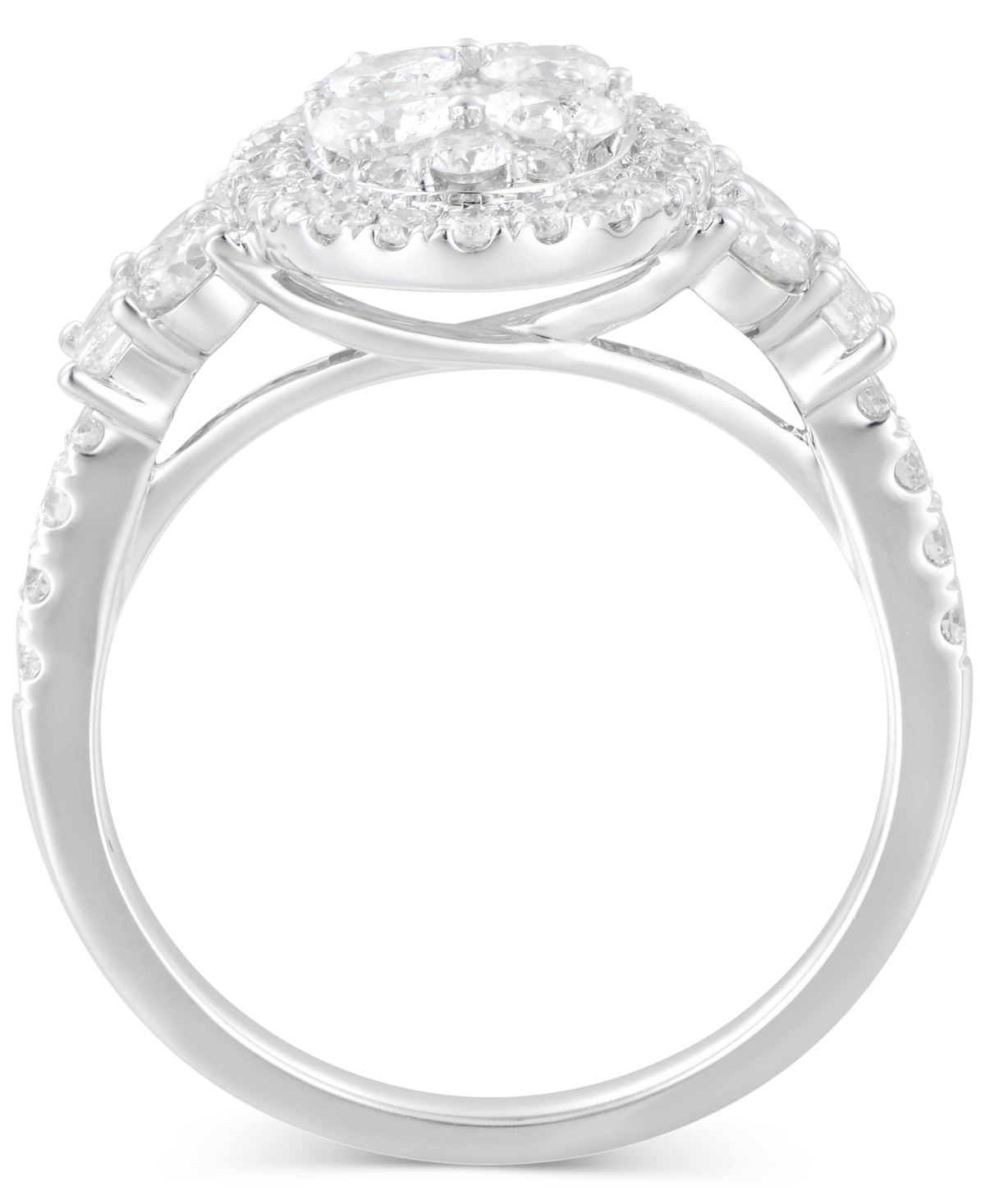 Macy's Diamond Halo Oval Cluster Engagement Ring (1-1/2 Ct. T.w.) In 14k White Gold In White Gold
