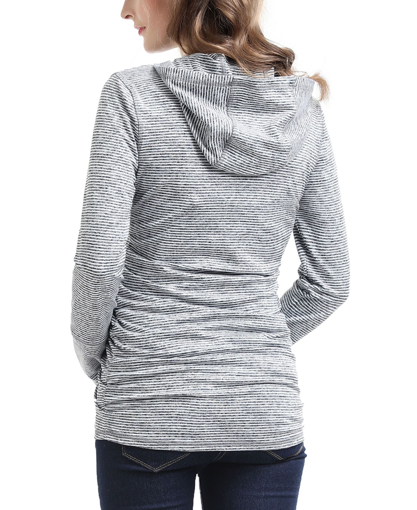 Женская куртка kimi + kai Maternity Striped Hooded Active, цвет: Чёрный / Белый — фото 3