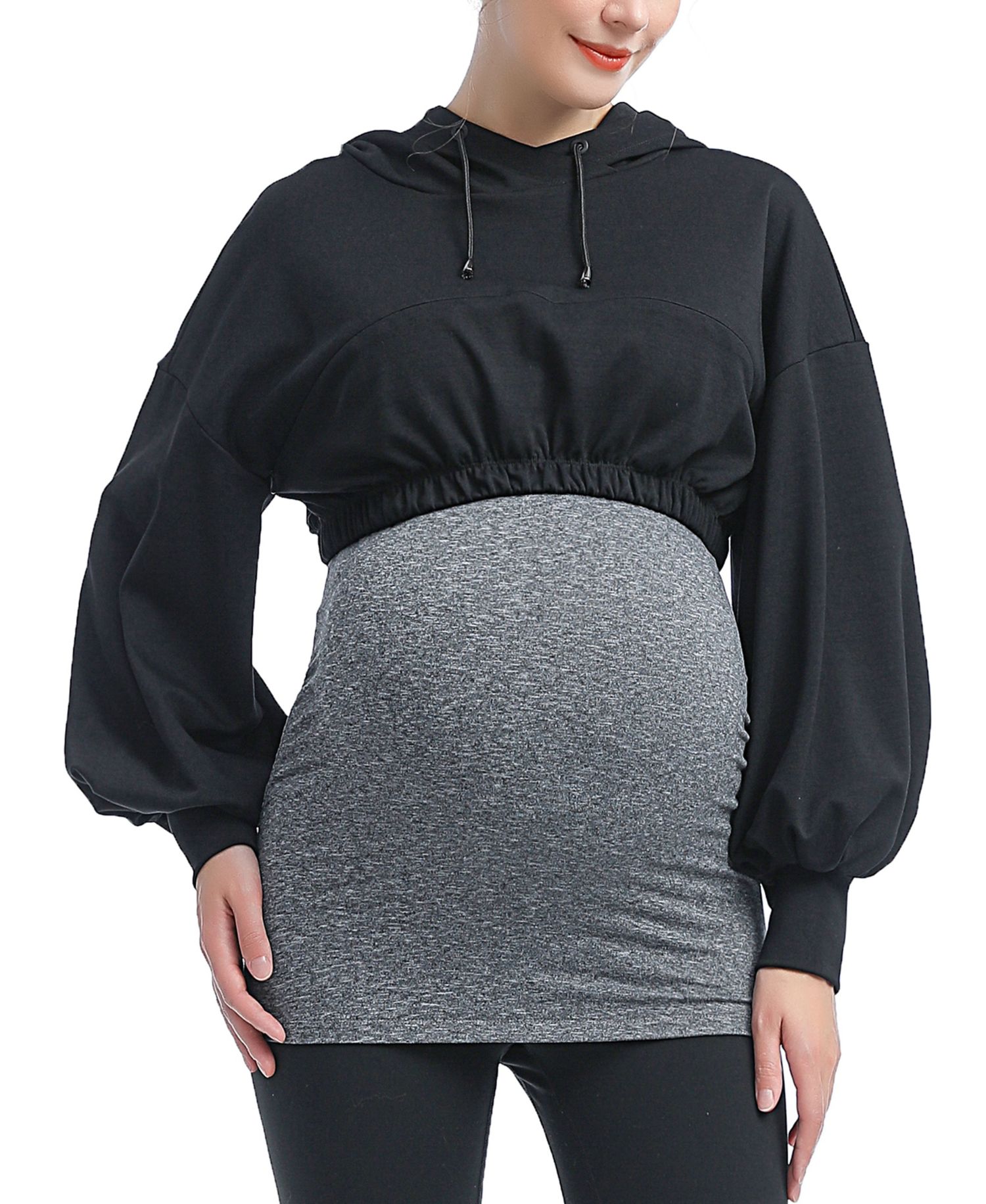 Maternity Active Nursing Hoodie with Removable belly band