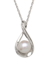 Honora Cultured Freshwater Pearl (9mm) and Diamond Accent Pendant 18