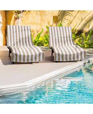 California Cabana Chaise Lounge Covers (2 Pack), Striped Color Options, 30x85 in. with 8" Fitted Pocket for Beach or Pool Chair