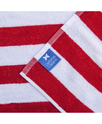 California Cabana Chaise Lounge Covers (2 Pack), Striped Color Options, 30x85 in. with 8" Fitted Pocket for Beach or Pool Chair