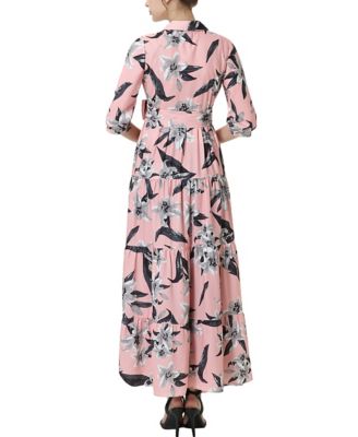 Maternity Matenrity Floral Print Nursing Maxi Shirt Dress