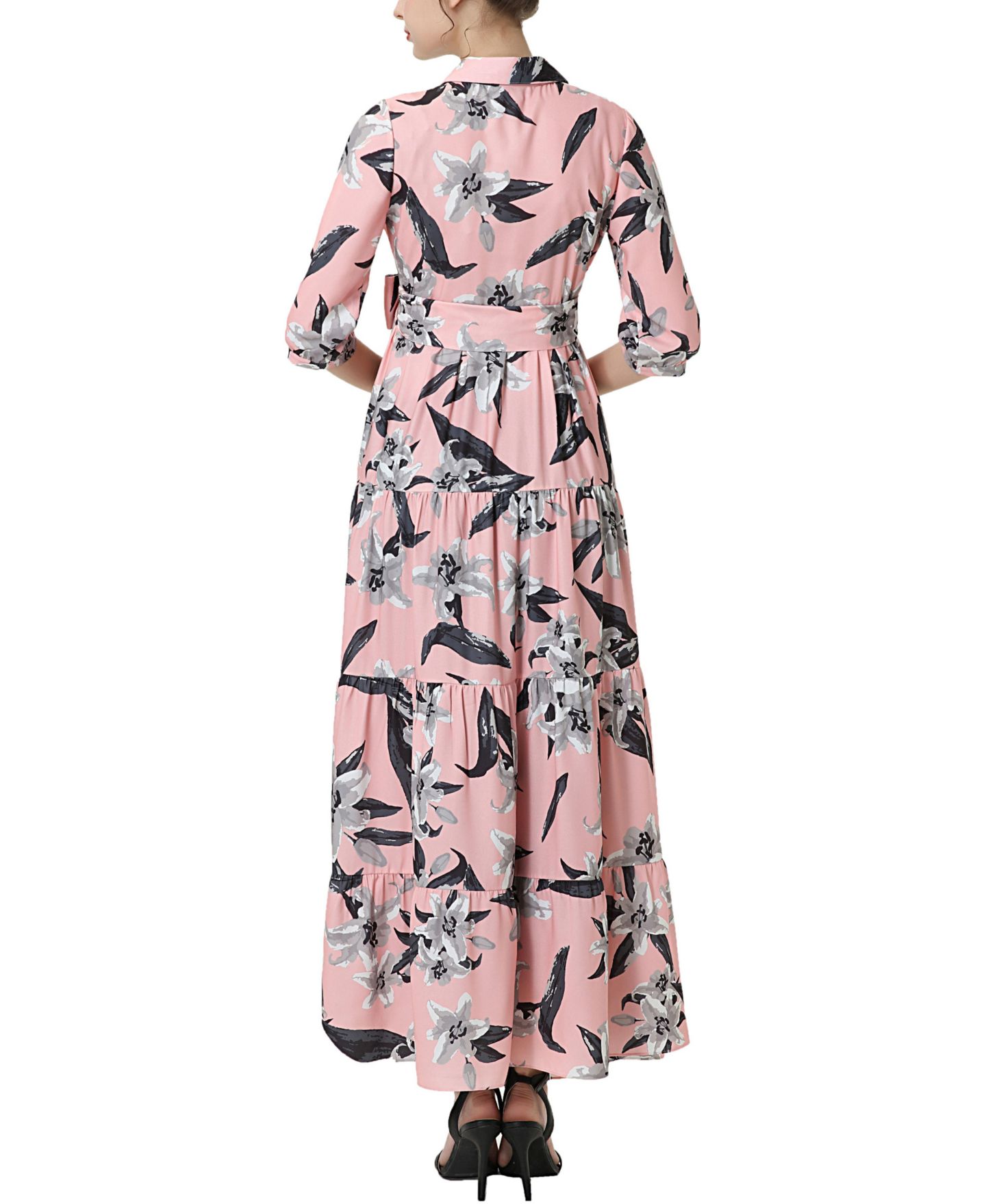 Женское платье kimi + kai Matenrity Floral Print Nursing Maxi Shirt Dress, цвет: Разноцветный — фото 3