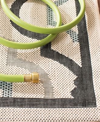 Courtyard CY7938 Beige and Black 8' x 11' Outdoor Area Rug