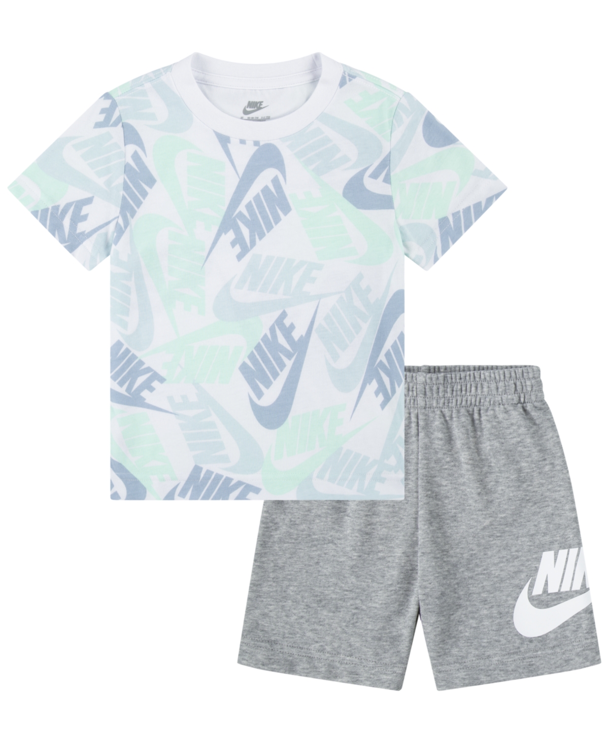 Shop Nike Toddler Boys Futura Toss T-shirt And Shorts, 2 Piece Set In Dk Grey