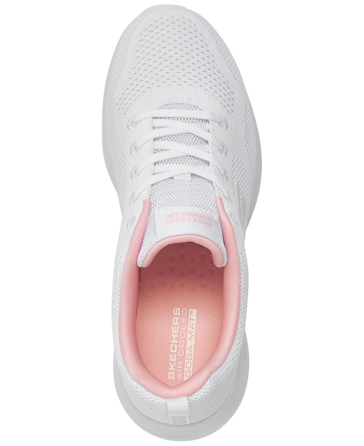 Shop Skechers Women's Go Walk Joy Lace Walking Sneakers From Finish Line In White,pink