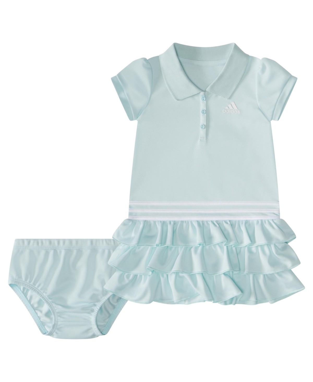 Shop Adidas Originals Baby Girls Ruffle Polo Dress In Halo Mint