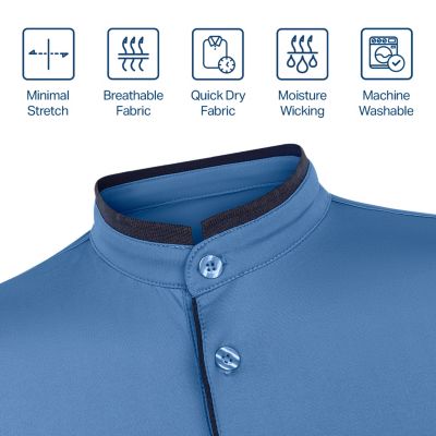 Men's Short Sleeve Henley Polo Shirt with Contrast-Trim